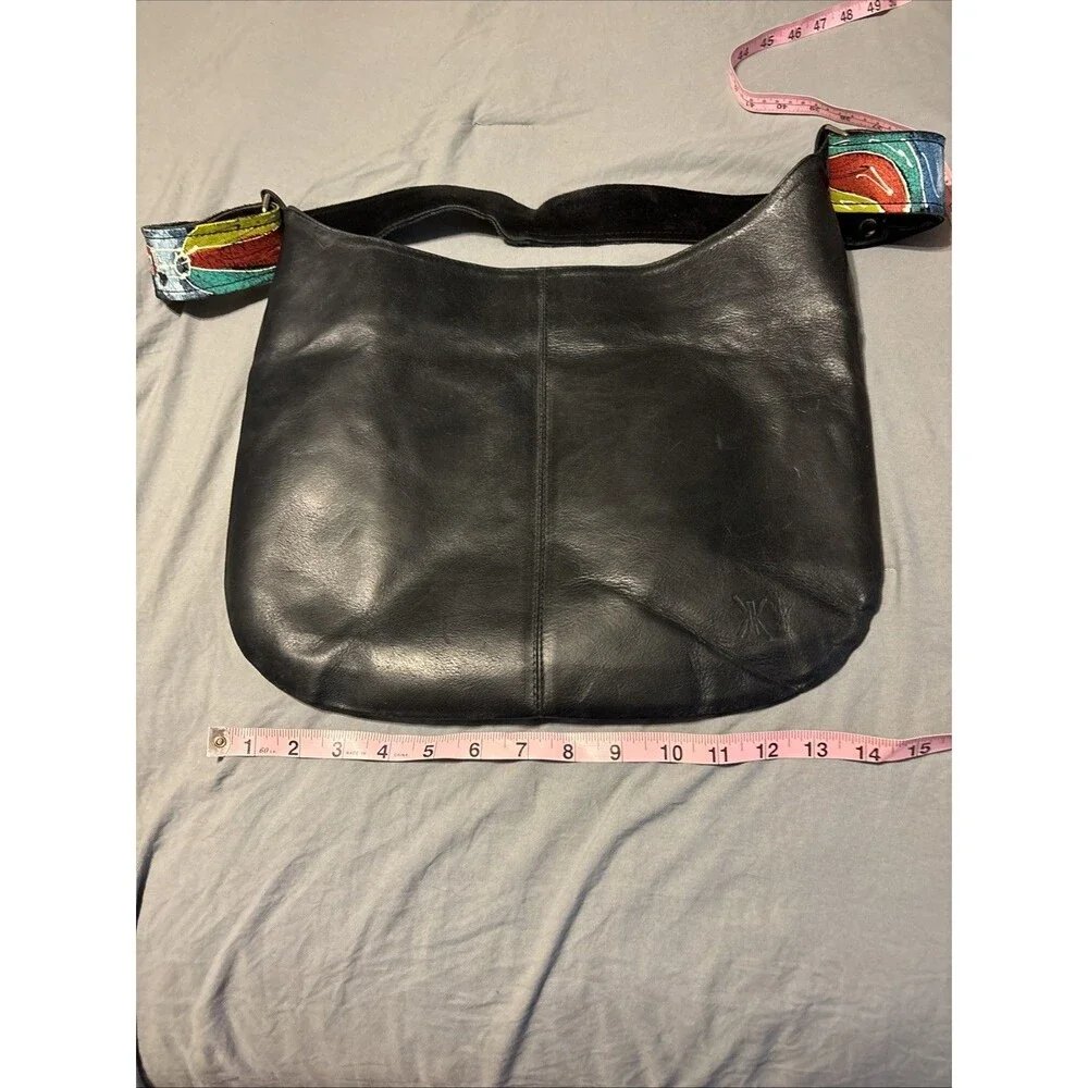 Katie Kelsi Leather Purse Black With Painted Strap Removable Cowgirl  Western - Picture 6 of 13